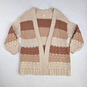 Altar'd State Womens Open Front Knit Cardigan Size XS Brown Tan Cream